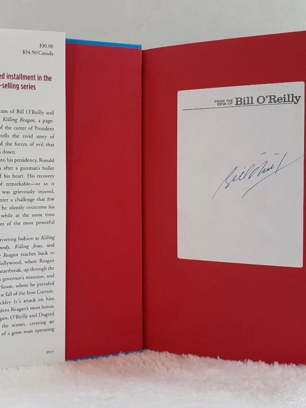 Killing Reagan Hardcover Book Bill O'Reilly 1st Edition Dust Jacket Signed